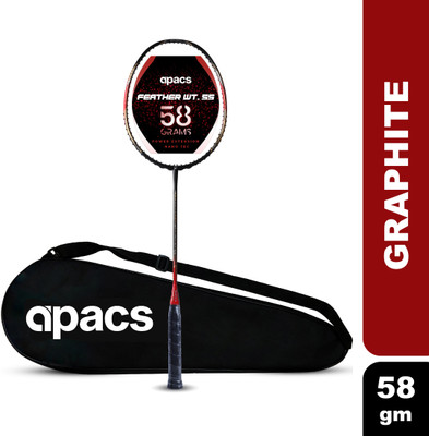 apacs Feather Weight 55 (58grams, World's Lightest) | Made with 40T Japanese Graphite Red Unstrung Badminton Racquet(Pack of: 1, 58 g)