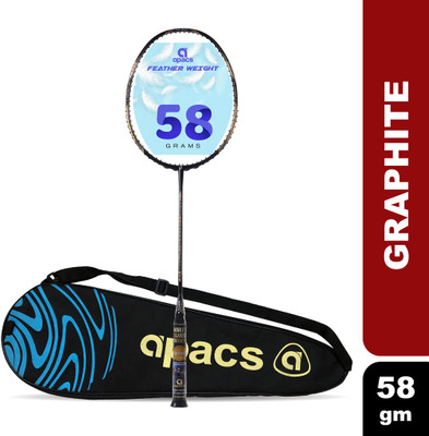 apacs Feather Weight 55 (58grams, World's Lightest) | Made with 40T Japanese Graphite Black Unstrung Badminton Racquet(Pack of: 1, 58 g)