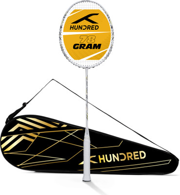 Hundred Mega Force White Strung Badminton Racquet(Pack of: 1, 78 g)