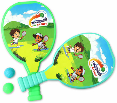 Aditi Toys Plastic Tennis Racket for boys and girls Includes 2 Rackets & 2 Balls Multicolor Unstrung Tennis Racquet(Pack of: 1, 140 g)