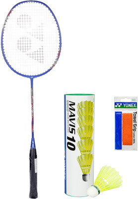 YONEX Voltric Lite 35i Badminton Racquet | Mavis 10 Shuttle Box | Towel Grip Blue Strung Badminton Racquet(Pack of: 1, 77 g)