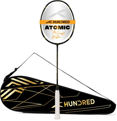 Hundred ATOMIC-X DARK SWORD Max Tension 38lbs Black Unstrung Badminton Racquet(Pack of: 1, 84 g)