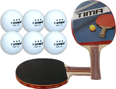 TIMA Table Tennis Set - Ping Pong Paddles and Balls Red, Black Table Tennis Racquet(Pack of: 1, 159 g)