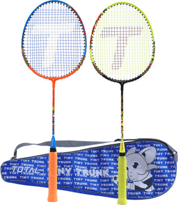 Total sports & fitness Tiny Trunk Junior Badminton Racquet Set for Kids, Lightweight Racquet with Cover Multicolor Strung Badminton Racquet(Pack of: 2, 100 g)