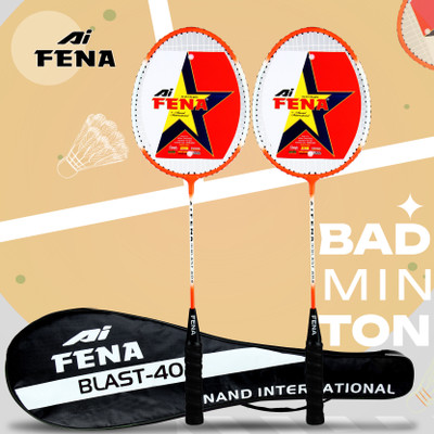 Fena Double Shaft Racket Pack Of 2 Piece Orange Strung Badminton Racquet(Pack of: 2, 100 g)