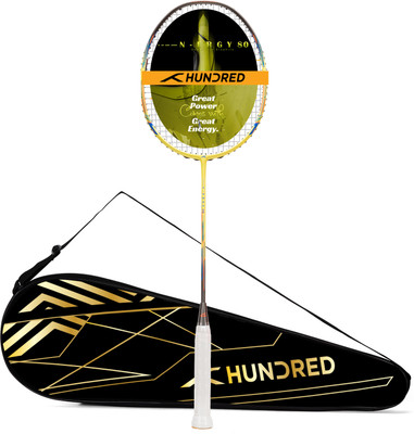 Hundred N-ERGY 80 Balanced Racket Yellow, Grey Strung Badminton Racquet(Pack of: 1, 80 g)