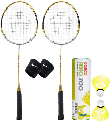 COSCO CB-85 Badminton Racket With Aero 700 Shuttlecock And Wrist Band Yellow Strung Badminton Racquet(Pack of: 1, 100 g)