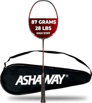 ASHAWAY Dynamic Power 90 With Gutting & Unstrung Racket Black, Red Unstrung Badminton Racquet(Pack of: 1, 87 g)