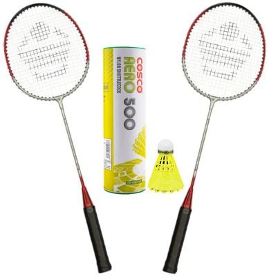 COSCO CZ 50 FORCE (Pack of 2 Racquet) Aero 500 (Pack of 6 Shuttle) Red Strung Badminton Racquet(Pack of: 1, 95 g)