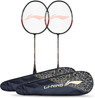 LI-NING Smash XP 60 IV (Set of 2 + 2 Full Covers) (Strung, Black / Pink) Red Strung Badminton Racquet(Pack of: 4, 95 g)