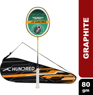 Hundred Atomic X 35 SPD X-Flex Shaft Yellow, Black Strung Badminton Racquet(Pack of: 1, 80 g)