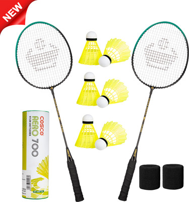 COSCO SUPER SPEED CB-888 (Pack of 2 Racket) Aero 700 (Pack of 6 Shuttle) 2 Wrist Band Green Strung Badminton Racquet(Pack of: 1, 100 g)
