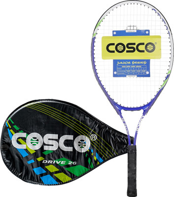 COSCO Drive-26 Lawn Tennis Racket (26 Inch) (10 to 12 Years) ¾ Cover, Fused Aluminium Blue, White Strung Tennis Racquet(Pack of: 1, 270 g)