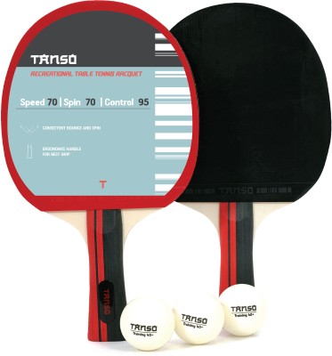 Tanso Table Tennis Racket Set Starter Bundle (2 Table Tennis with 3 Balls set) Black, Red Table Tennis Racquet(Pack of: 1, 175 g)