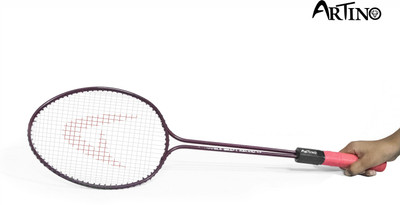 ARITNO Double Shaft Badminton Racket Set of 2 Piece with 3 Piece Nylon Shuttles Pink Strung Badminton Racquet(Pack of: 2, 200 g)
