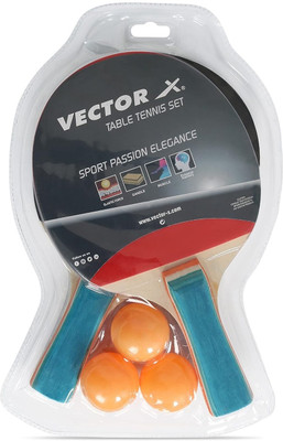 VECTOR X VX Wooden TT Set Red, Black Table Tennis Racquet Set Multicolor Table Tennis Racquet(Pack of: 2, 190 g)