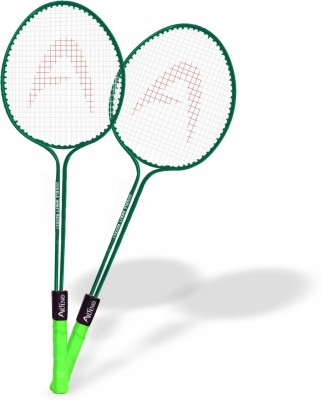 ARITNO Double Shaft Badminton Racket Set of 2 Piece with 3 Piece Nylon Shuttles Green Strung Badminton Racquet(Pack of: 2, 200 g)