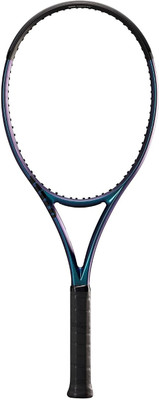kinzu Ultra 100UL V4 Black, Blue Strung Badminton Racquet(Pack of: 1, 300 g)