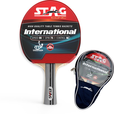 Stag iconic International Red, Black Table Tennis Racquet(Pack of: 1, 190 g)
