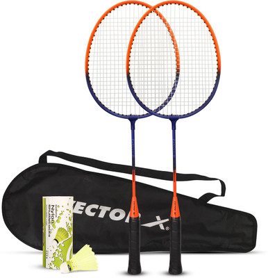 VECTOR X VXB-580 24 inches 2 Racquet & Shuttle Set With Full Cover Orange Strung Badminton Racquet(Pack of: 2, 90 g)