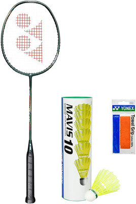 YONEX Astrox Lite 43i Badminton Racquet | Mavis 10 Shuttle Box | Towel Grip Green Strung Badminton Racquet(Pack of: 1, 77 g)