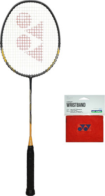 YONEX Combo of 2, 1 Nanoflare Speed 7 (Made in India), 1 Wrist Band Yellow, Black Strung Badminton Racquet(Pack of: 1, 80 g)