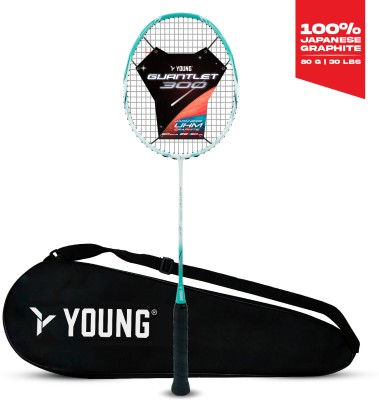 Young Guantlet (Full Graphite) White Strung Badminton Racquet(Pack of: 1, 80 g)