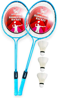 SPO Zone Alloy Body Racket Set With Feathers Cock Pack Of 3 Piece Blue, Multicolor Strung Badminton Racquet(Pack of: 4, 110 g)