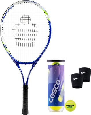 COSCO Drive-26 Lawn Tennis Racket With Tennis Ball And Wrist Band Multicolor Strung Tennis Racquet(Pack of: 1, 270 g)