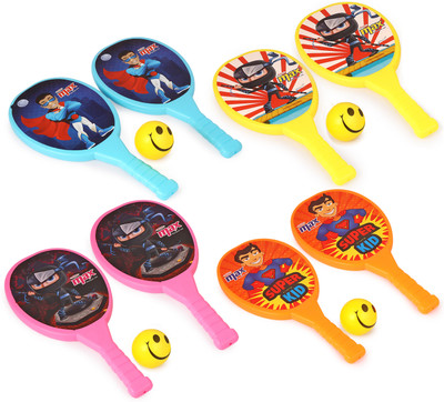 asian Max Plastic Rackets For Kids - Rackets Set of 2 With 1 Foam Ball For Kids Multicolor Strung Badminton Racquet(Pack of: 1, 180 g)
