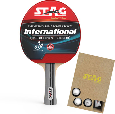 Stag iconic International TT Racquet with Wooden Box Red Table Tennis Racquet(Pack of: 1, 190 g)