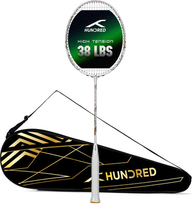 Hundred Predator 79 Extra Strong (≤38lbs) White Strung Badminton Racquet(Pack of: 1, 79 g)