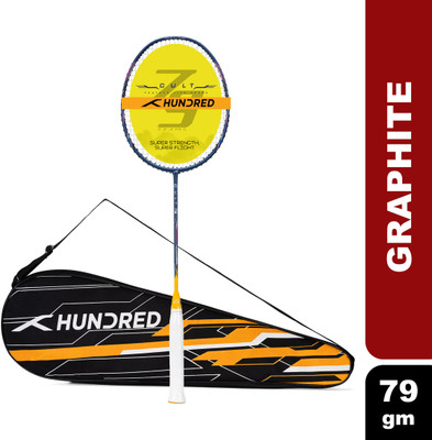 Hundred Cult 79 Featherlite Slim Shaft Blue, Gold Strung Badminton Racquet(Pack of: 1, 79 g)
