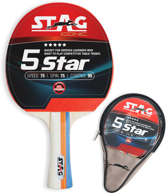Stag iconic Five Star Black, Red Table Tennis Racquet(Pack of: 1, 167 g)