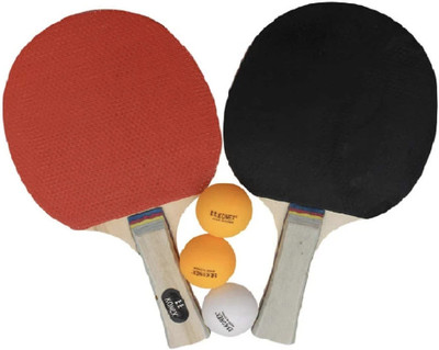 R J New Premium Table Tennis Play Set (2 Bats and 3 Balls) Multicolor Table Tennis Racquet(Pack of: 5, 160 g)