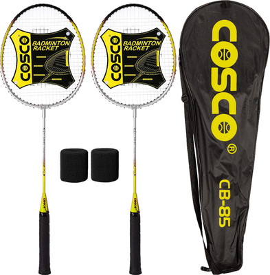 COSCO CB-85 Twin Racket - Hobby (Pack of 2 Racquet) Wrist Band Yellow Strung Badminton Racquet(Pack of: 1, 100 g)