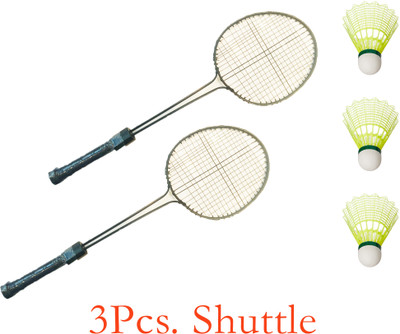 KEE KEE Badminton Racket- Set of 2 with 3Pc Shuttle Black Strung Badminton Racquet(Pack of: 2, 0.2 g)