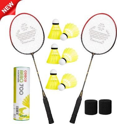 COSCO SUPER SPEED CB-888 (Pack of 2 Racket) Aero 700 (Pack of 6 Shuttle) 2 Wrist Band Red Strung Badminton Racquet(Pack of: 1, 100 g)