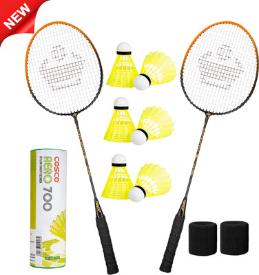 COSCO SUPER SPEED CB-888 (Pack of 2 Racket) Aero 700 (Pack of 6 Shuttle) 2 Wrist Band Orange Strung Badminton Racquet(Pack of: 1, 100 g)