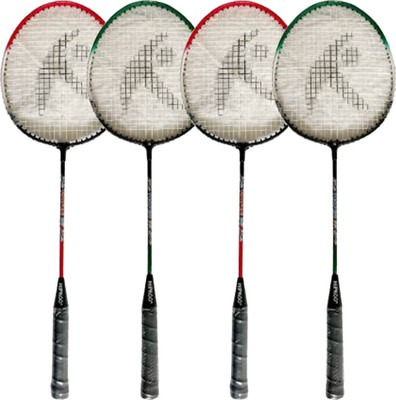 Hipkoo Sports Player Toofani Wide Body Rackets Set Of 4 Red, Green Strung Badminton Racquet(Pack of: 4, 95 g)