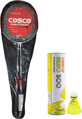 COSCO CZ 50 Force Badminton Racket ( 2 Racquet, 6 Shuttle Cock ) Red Strung Badminton Racquet(Pack of: 1, 95 g)