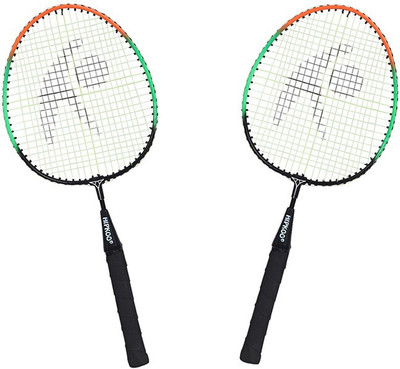 Hipkoo Sports Thunder Excellent Strung Wide Body Aluminum Badminton Racket with Cover - Orange Orange Strung Badminton Racquet(Pack of: 2, 95 g)
