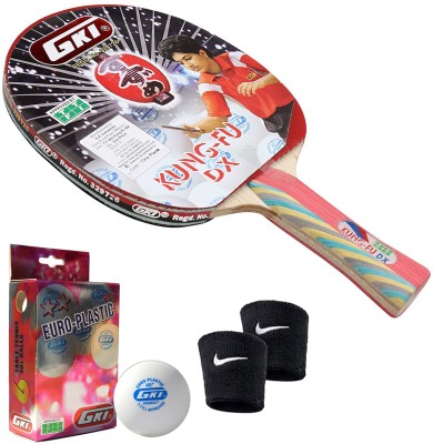 GKI Kung Fu Dx (Pack of 1 Racquet), Euro Plastic (Pack of 6 Balls), 2 Band Multicolor Table Tennis Racquet(Pack of: 1, 190 g)