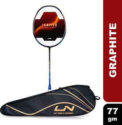 LI-NING Ignite 8 Japanese Carbon Graphite Black, Blue, Gold Strung Badminton Racquet(Pack of: 1, 77 g)