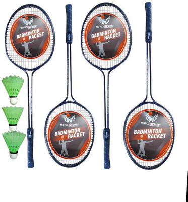 SPO Zone Premium Quality Badminton Rackets With Nylon Shuttle Cocks_12 Badminton Kit