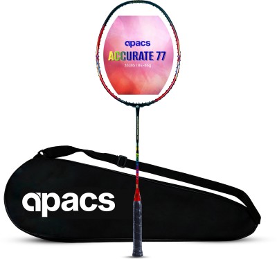 apacs Accurate 77 (6.8mm Extra Slim Shaft) 35 LBS Max Tension | Aero Armor Frame Red, Black Unstrung Badminton Racquet(Pack of: 1, 84 g)