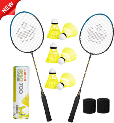 COSCO SUPER SPEED CB-888 (Pack of 2 Racket) Aero 700 (Pack of 6 Shuttle) 2 Wrist Band Blue Strung Badminton Racquet(Pack of: 1, 100 g)