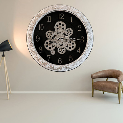 Home Luxo Analog 40 cm X 40 cm Wall Clock(Silver, With Glass, Standard)