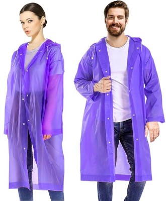 Robustt Waterproof Rain Poncho | Reusable | Lightweight | Fashionable |Purple Pack of 10 Solid Men & Women Raincoat