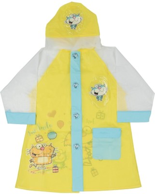 Yellow Bee Animal Print Girls Raincoat